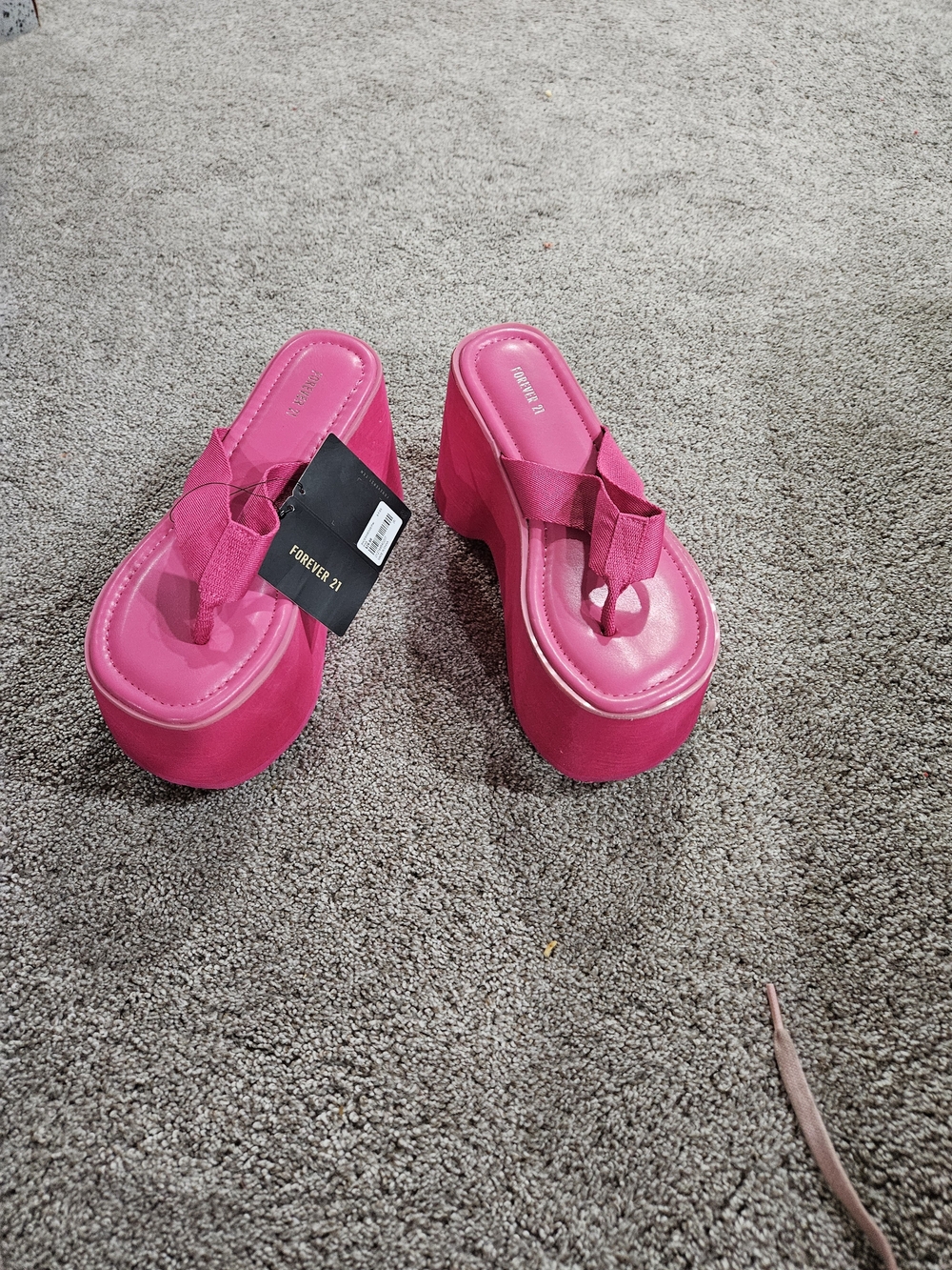 Forever 21 Bright Pink Platform Thong Sandals